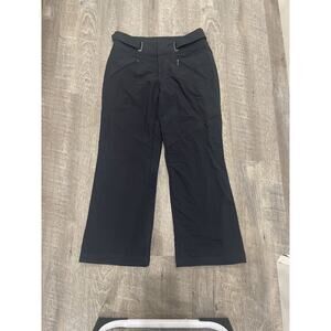Athleta Nylon Stretch Pants Womens 6 Black Ankle Zip Belted Athleisure Straight